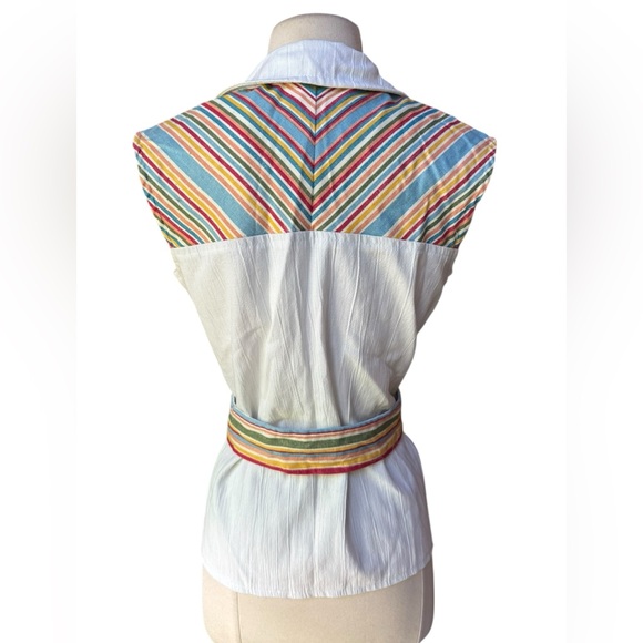 1970s 100% Cotton Button Down Belted‎ Tie Top - Picture 6 of 6